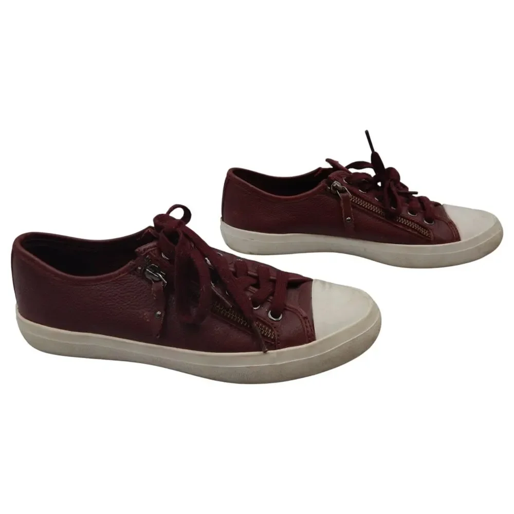 Coach Empire Zipper Leather Sneakers Shoes Burgundy Size 7.5B - Picture 5 of 8